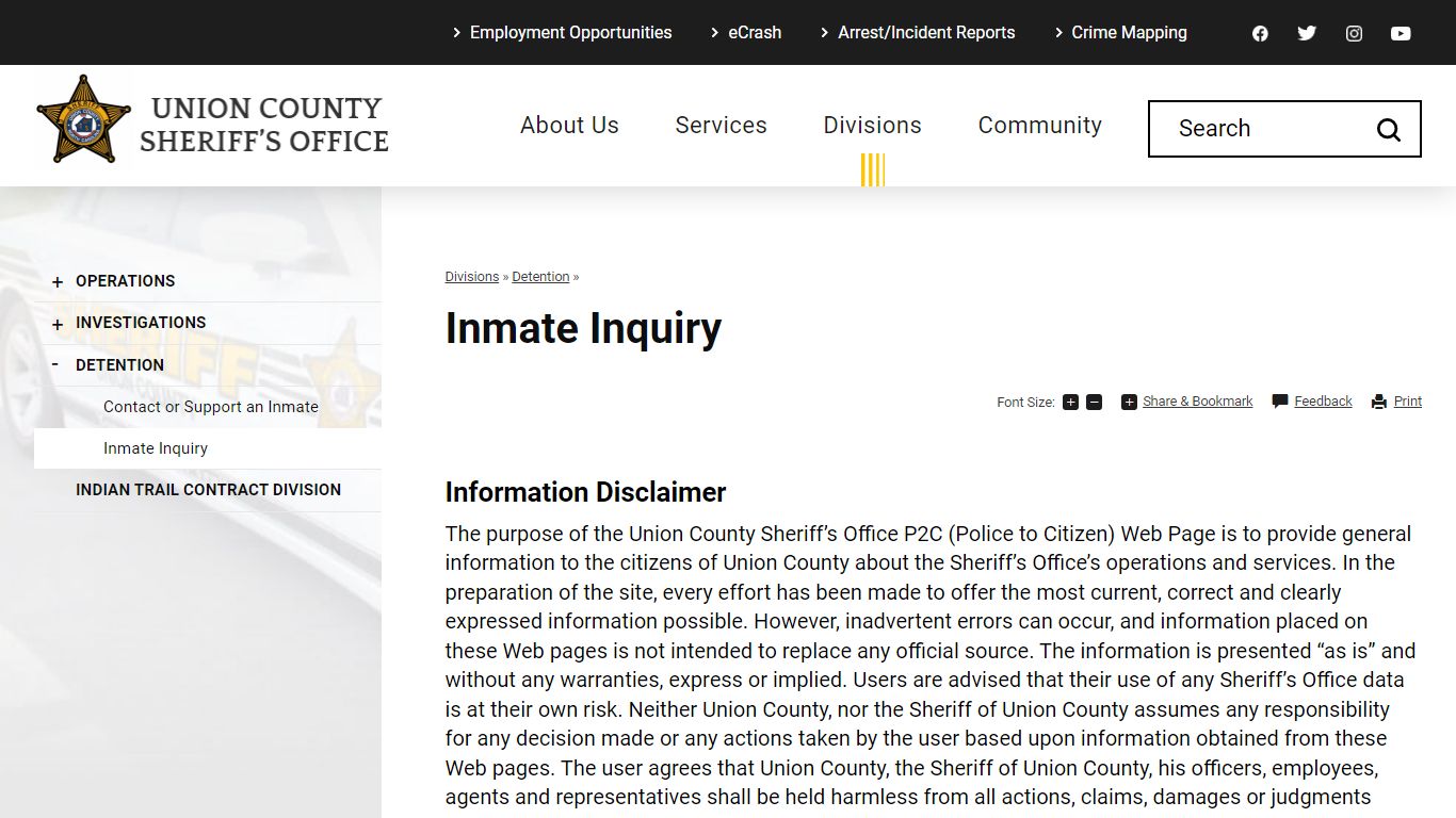 Inmate Inquiry - Union County, NC Sheriff's Department