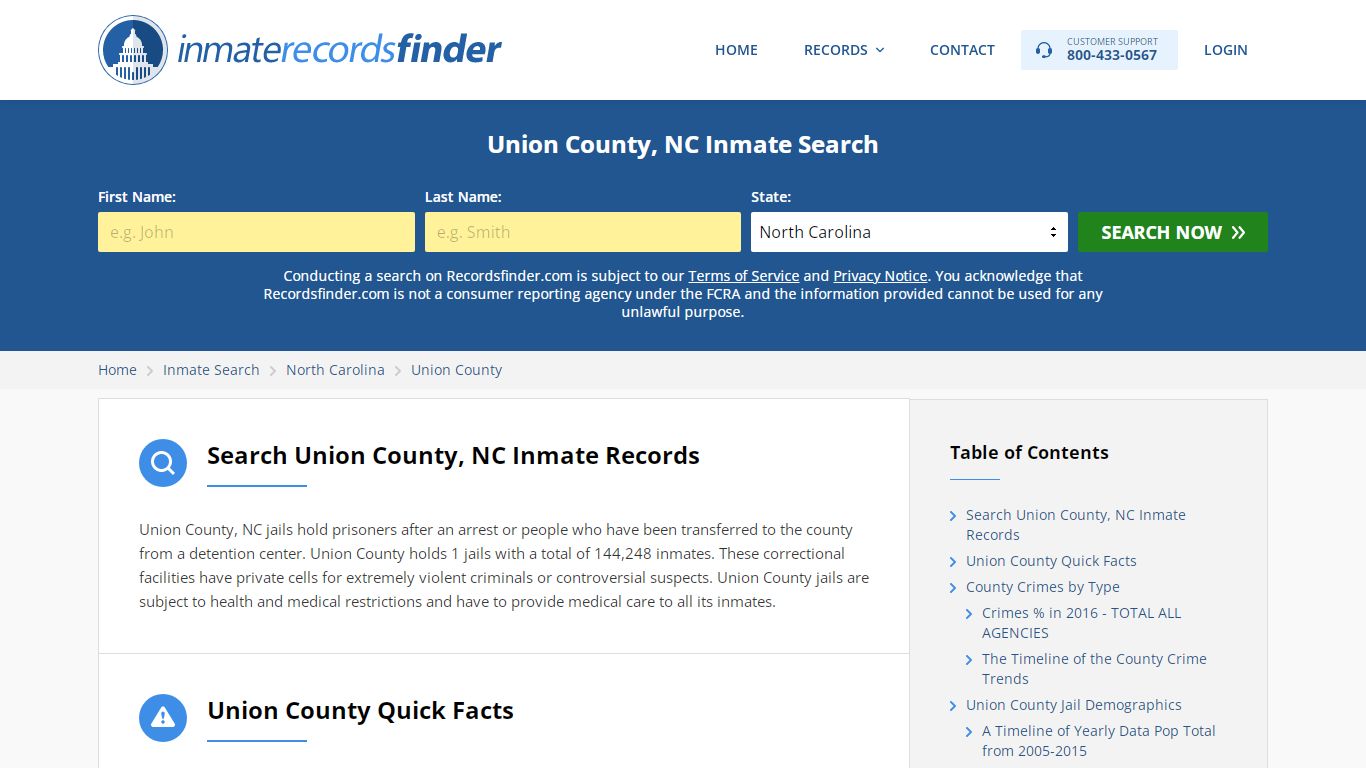 Union County, NC Inmate Lookup & Jail Records Online